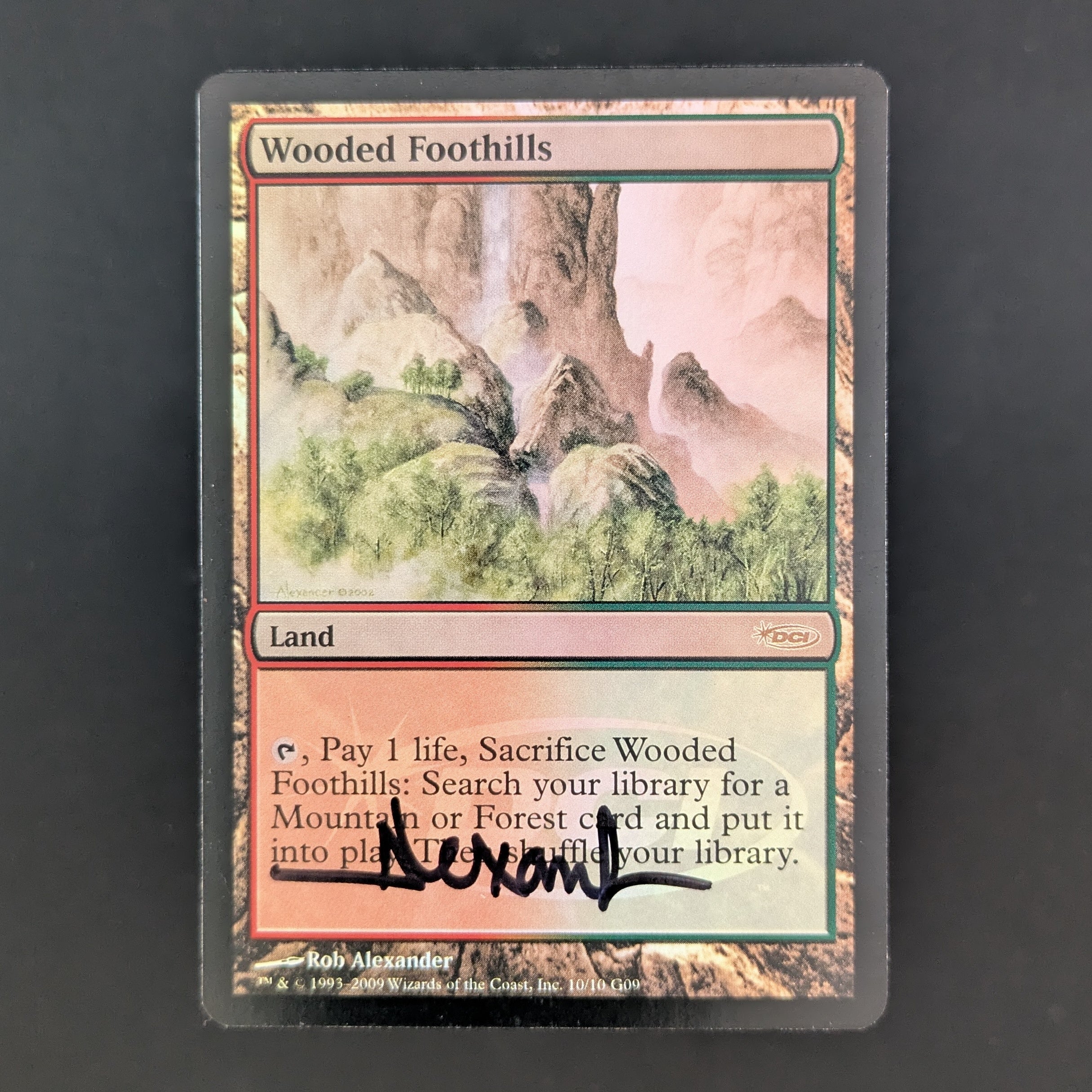 FOIL] Wooded Foothills - Judge Rewards Promos - English - NM - SIGNED