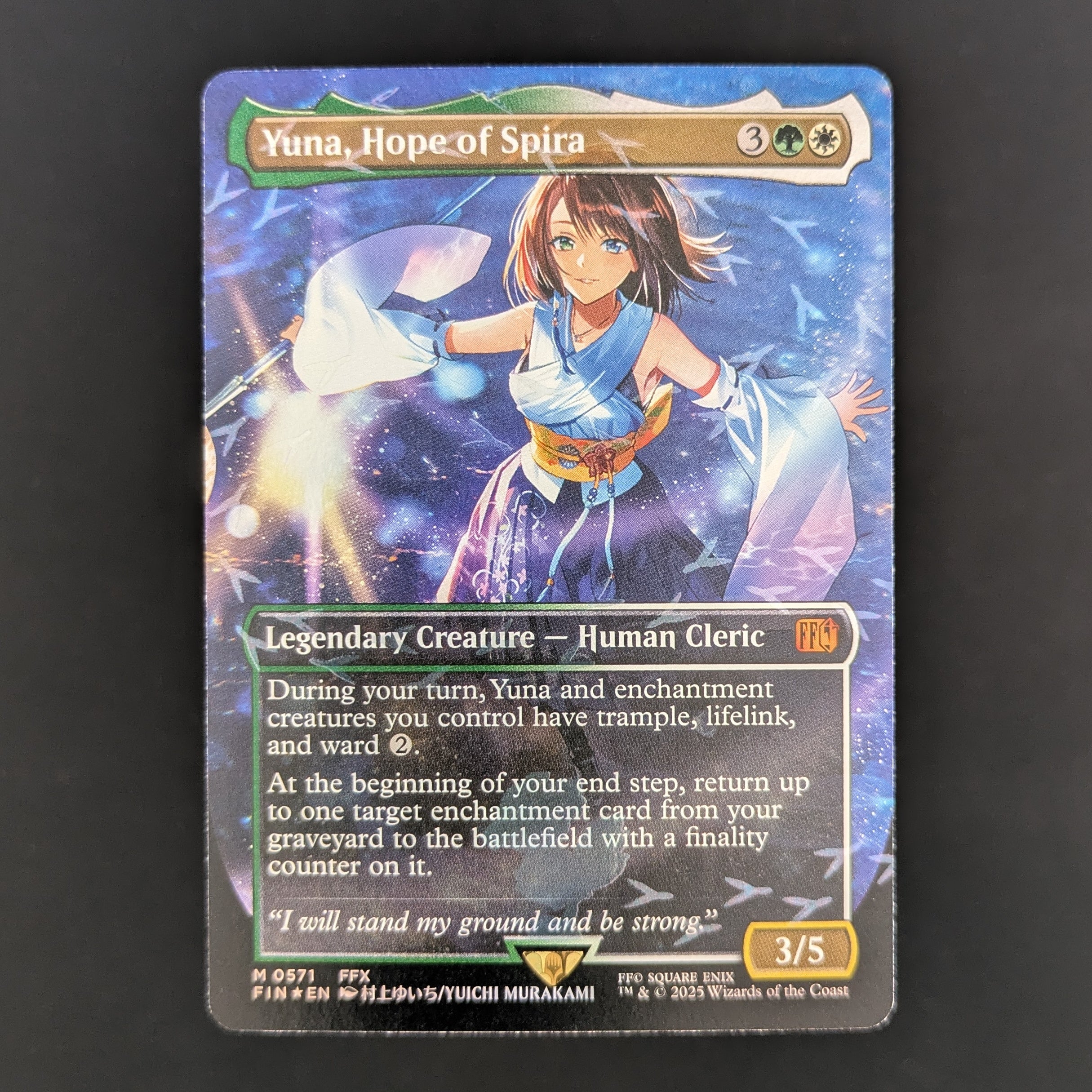 [FOIL] Yuna, Hope of Spira (Borderless) (Chocobo Track Foil) - FINAL FANTASY Holiday Release - English - NM