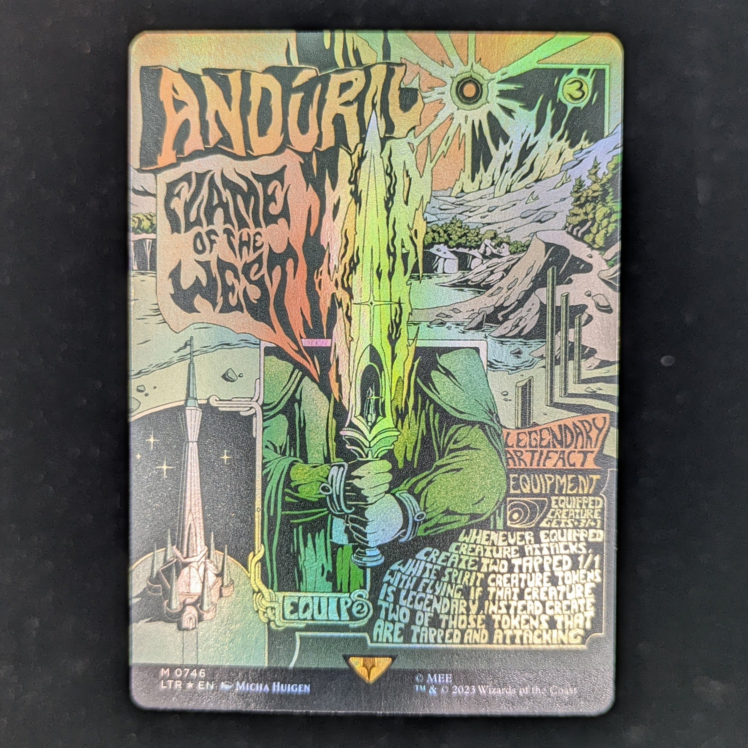 [FOIL] Anduril, Flame of the West (Borderless Poster) - The Lord of the Rings: Tales of Middle-earth Holiday Release - English - NM
