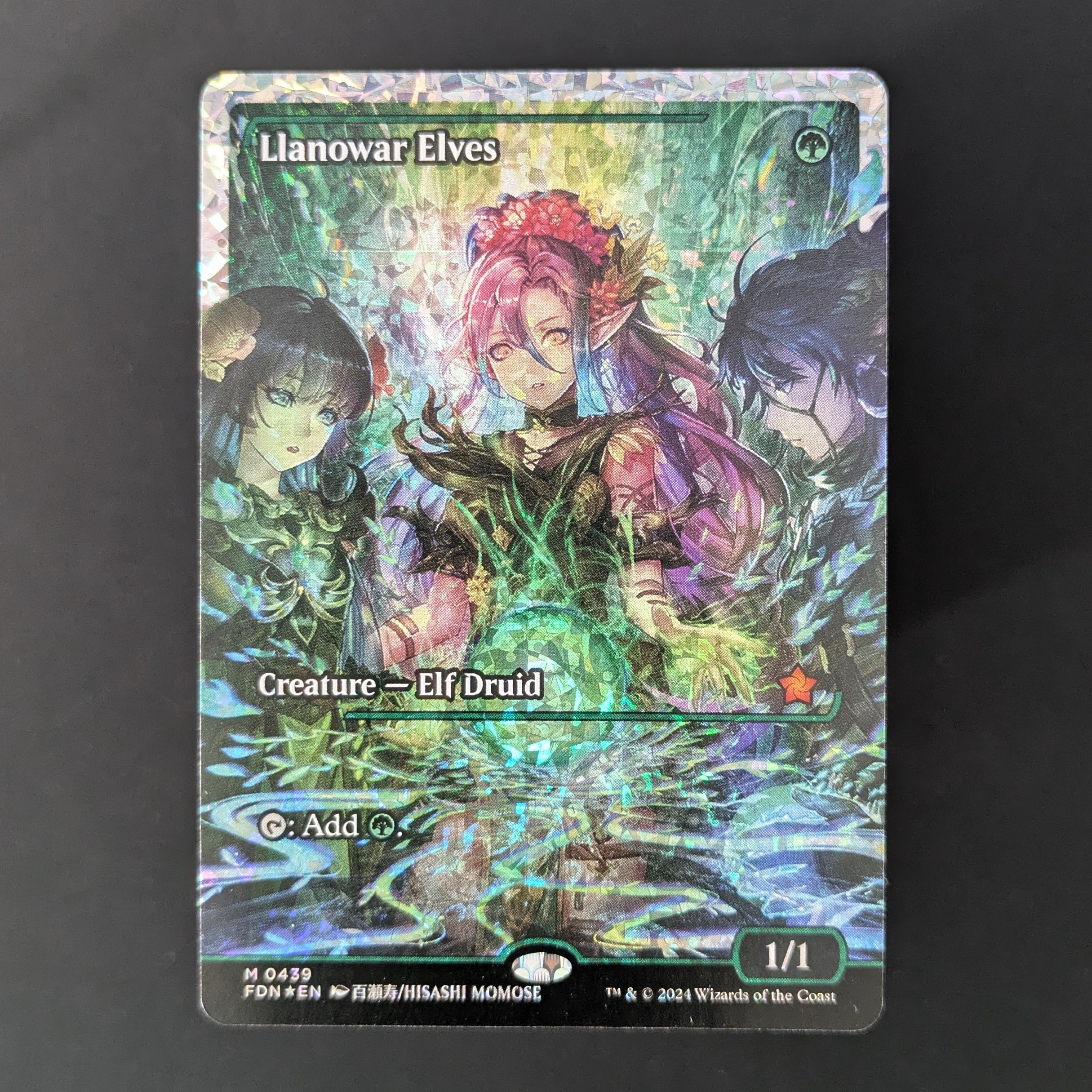 MTG Singles - [FOIL] Llanowar Elves (Showcase) (Fracture Foil) - Magic: The Gathering Foundations: Extras - English - NM - 