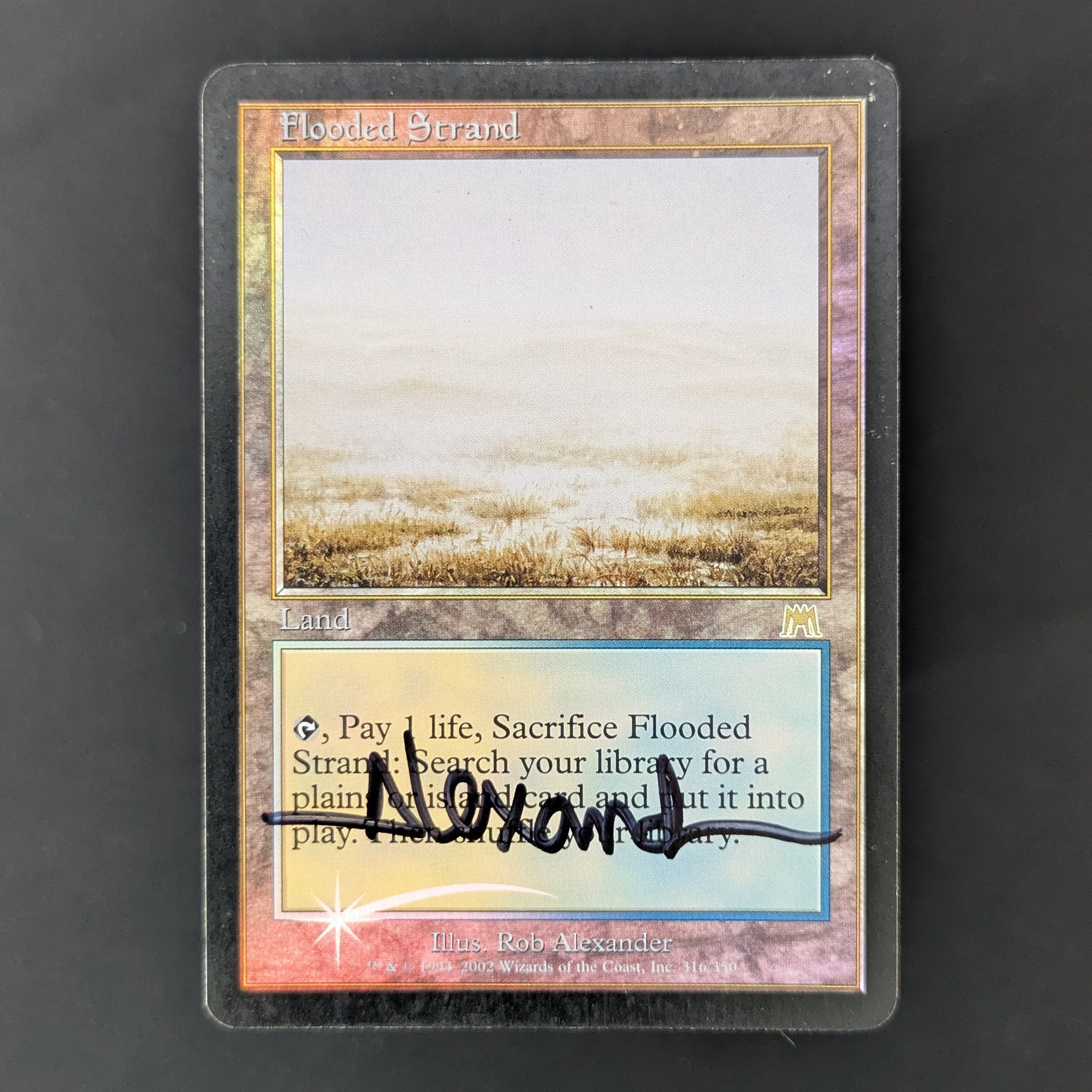[FOIL] Flooded Strand - Onslaught - English - GD - SIGNED