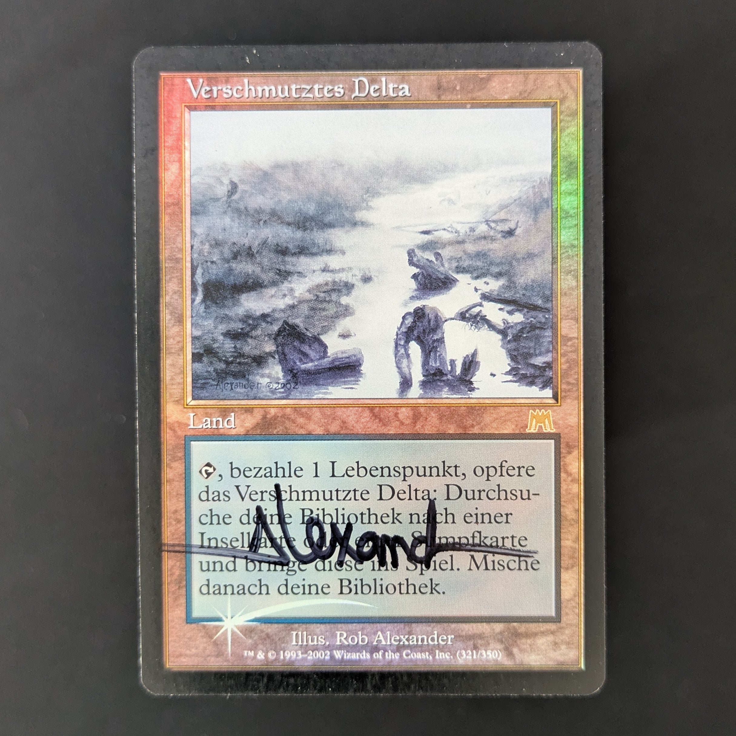 [FOIL] Polluted Delta - Onslaught - German - GD - SIGNED