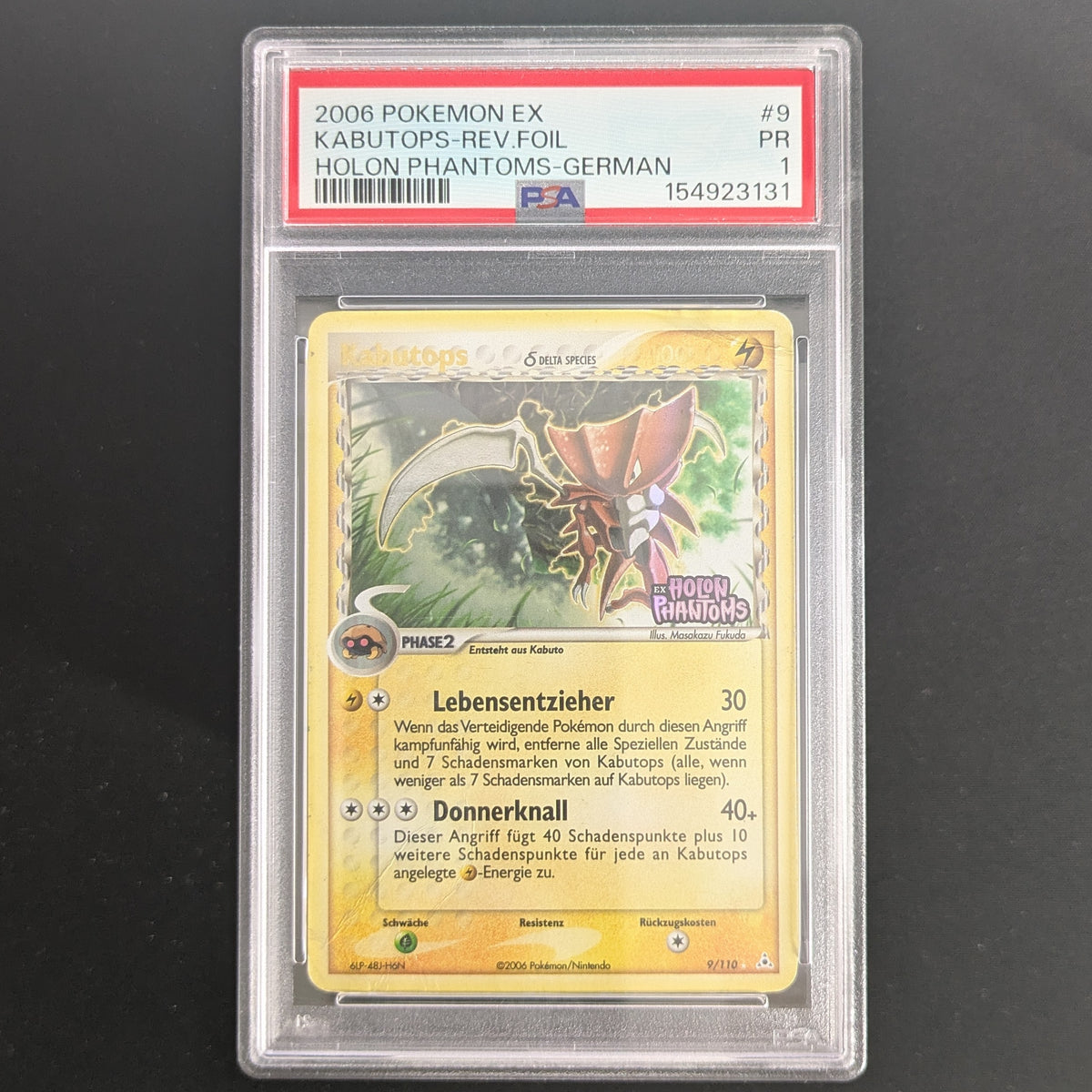 Kabutops δ Delta Species (HP 9) - EX Holon Phantoms - German - PSA 1 - REVERSE HOLO