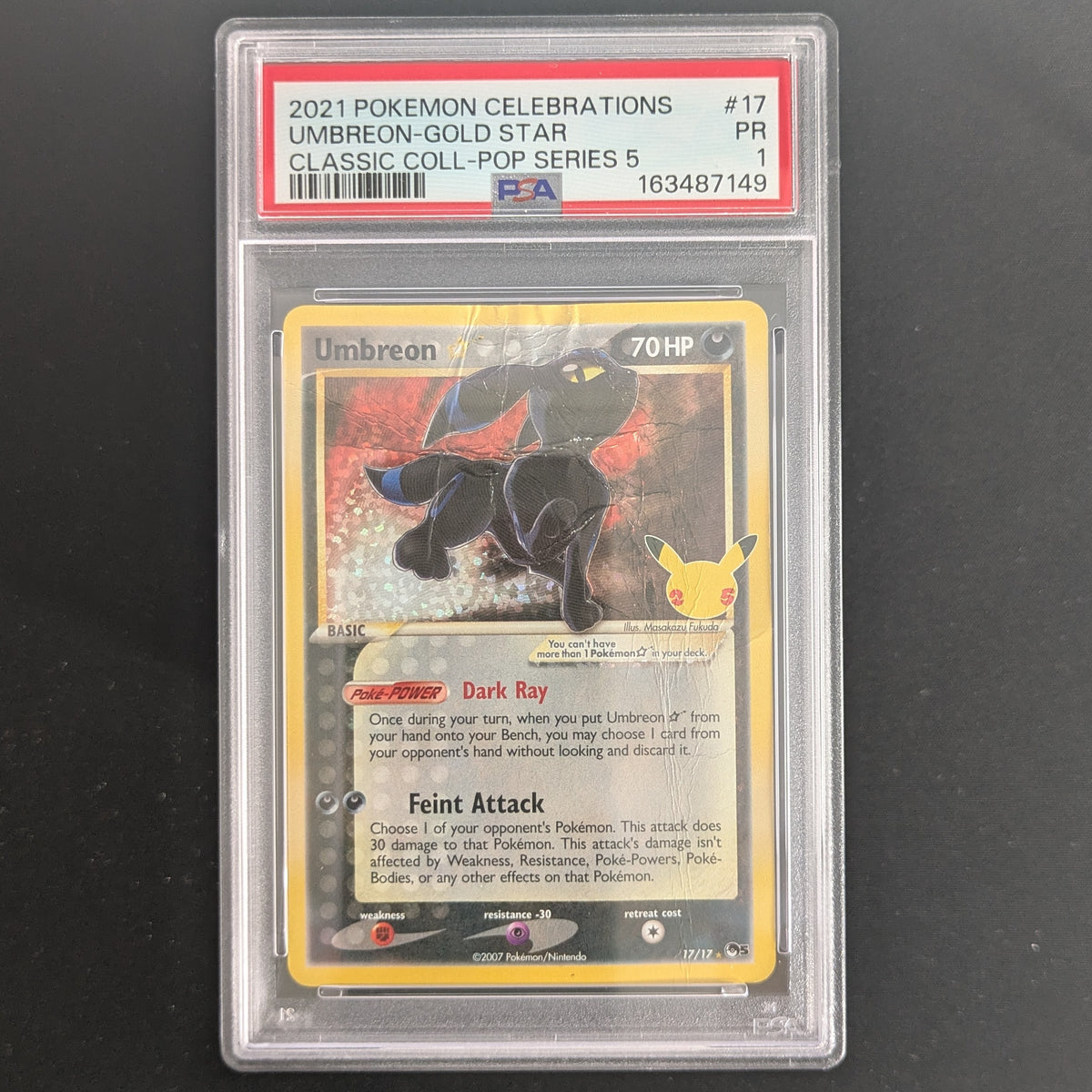 Umbreon Gold Star (CEL POP5 17) - Celebrations - English - PSA 1