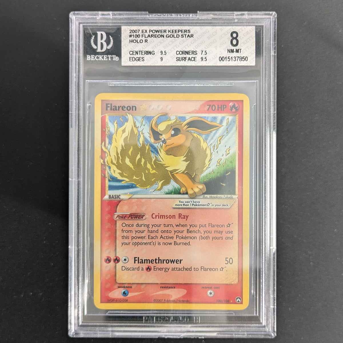 Flareon Gold Star (PK 100) - EX Power Keepers - English - BGS 8