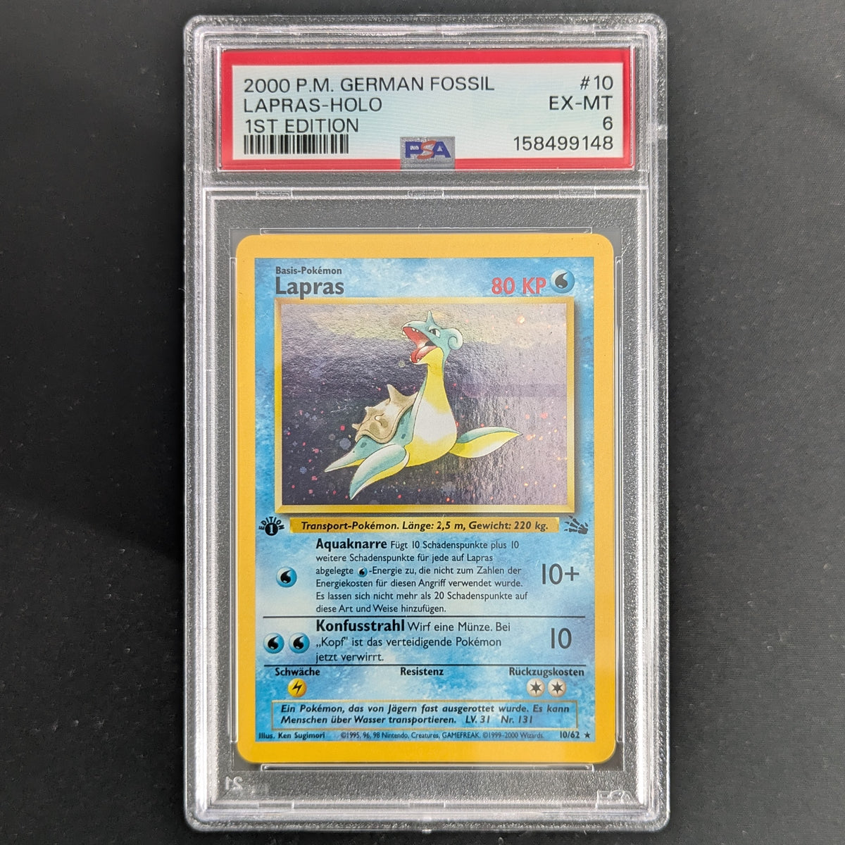 Lapras (FO 10) - Fossil  - German - PSA 6 - 1ST EDITION