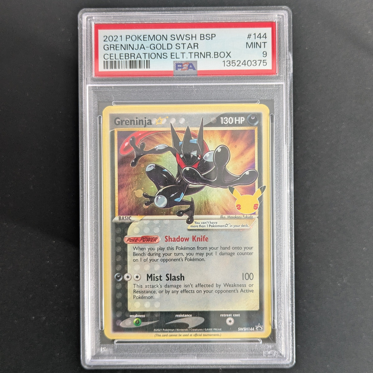 PTCG Singles - Greninja Gold Star (SWSH 144) - SWSH Black Star Promos - English - PSA 9 - 