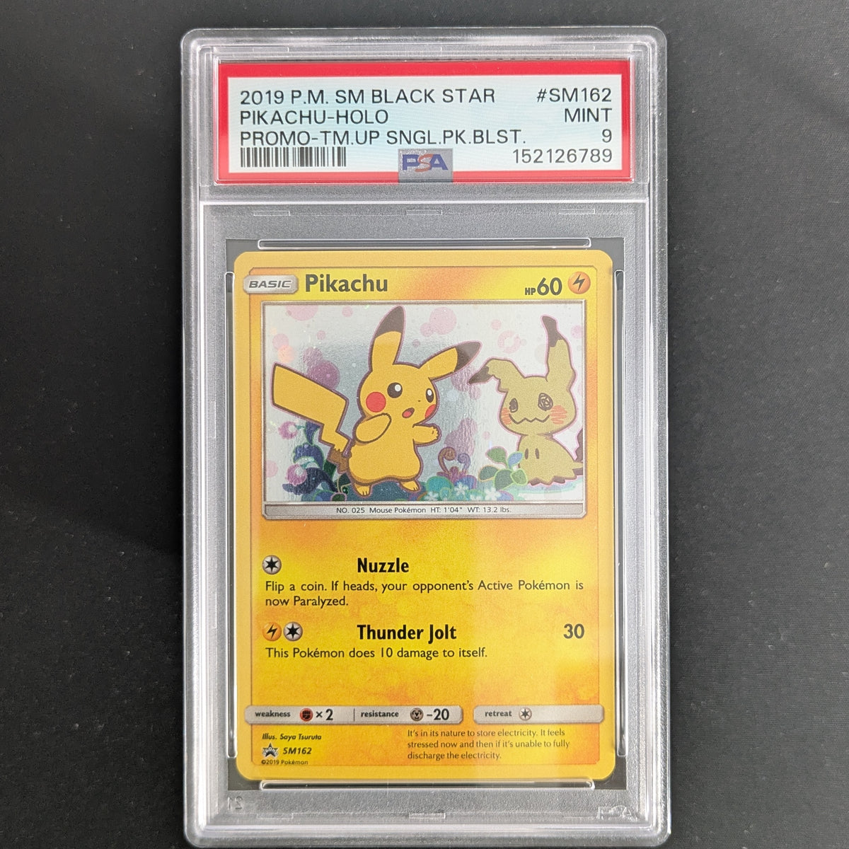 PTCG Singles - Pikachu (SM 162) - SM Black Star Promos - English - PSA 9 - 