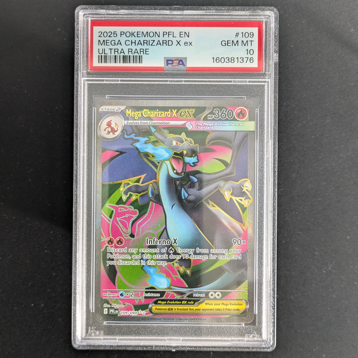 PTCG Singles - Mega Charizard X ex (PFL 109) - Phantasmal Flames - English - PSA 10 - 