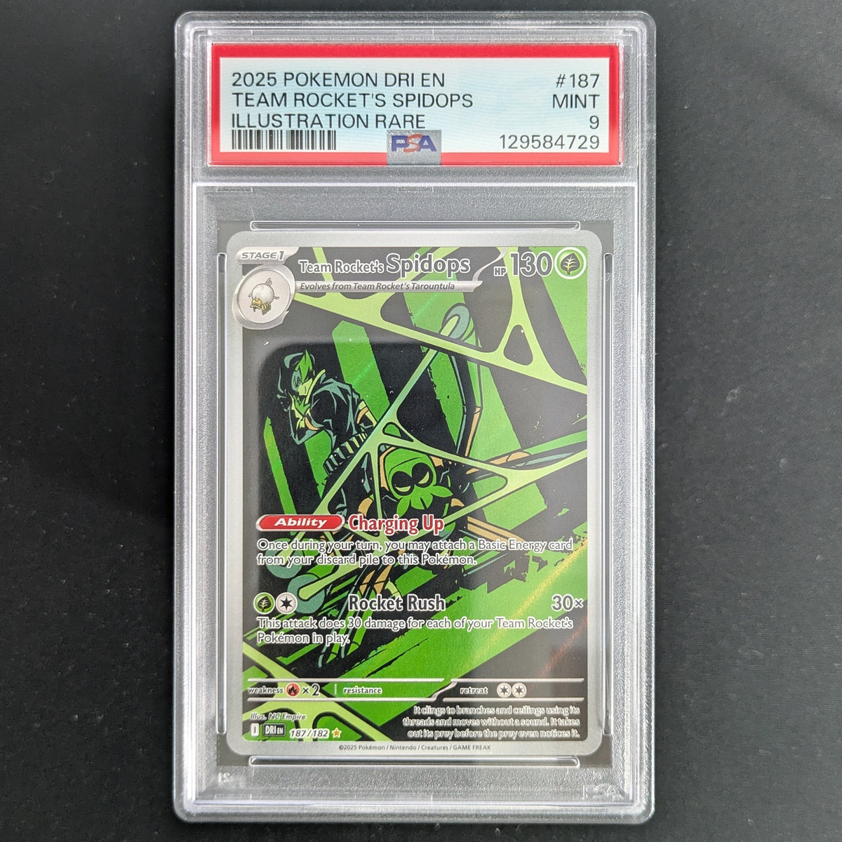 PTCG Singles - Team Rocket's Spidops (DRI 187) - Destined Rivals - English - PSA 9 - 