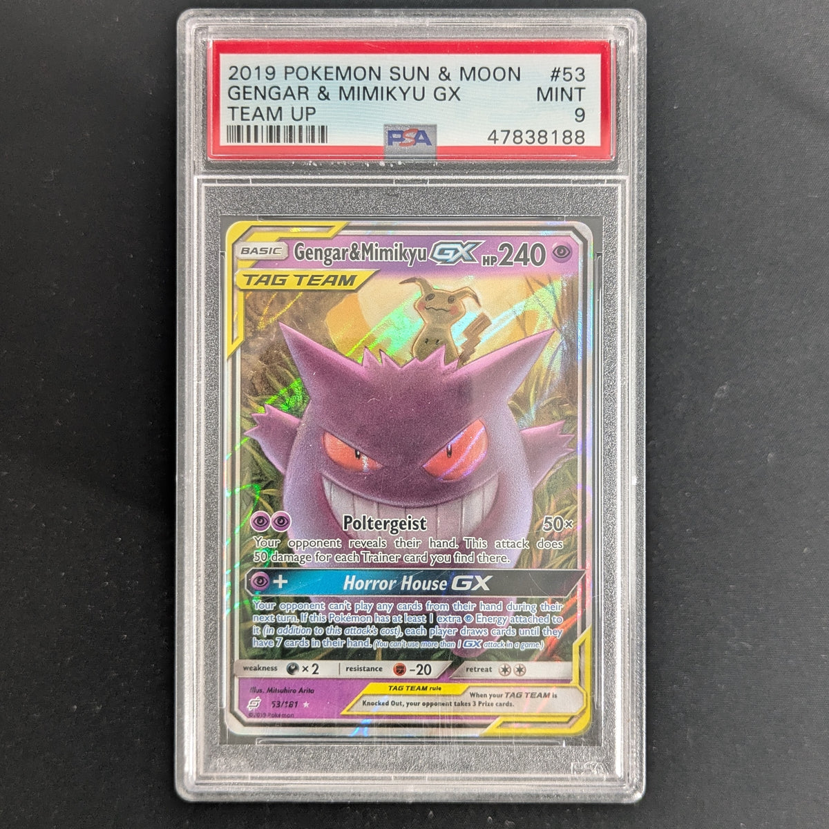 PTCG Singles - Gengar & Mimikyu GX (TEU 53) - Team Up - English - PSA 9 - 