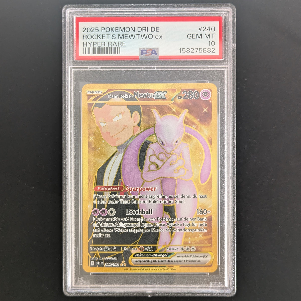 Team Rocket's Mewtwo ex (DRI 240) - Destined Rivals - German - PSA 10
