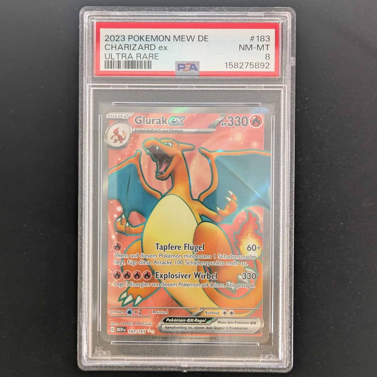 Charizard ex (MEW 183) - 151 - German - PSA 8
