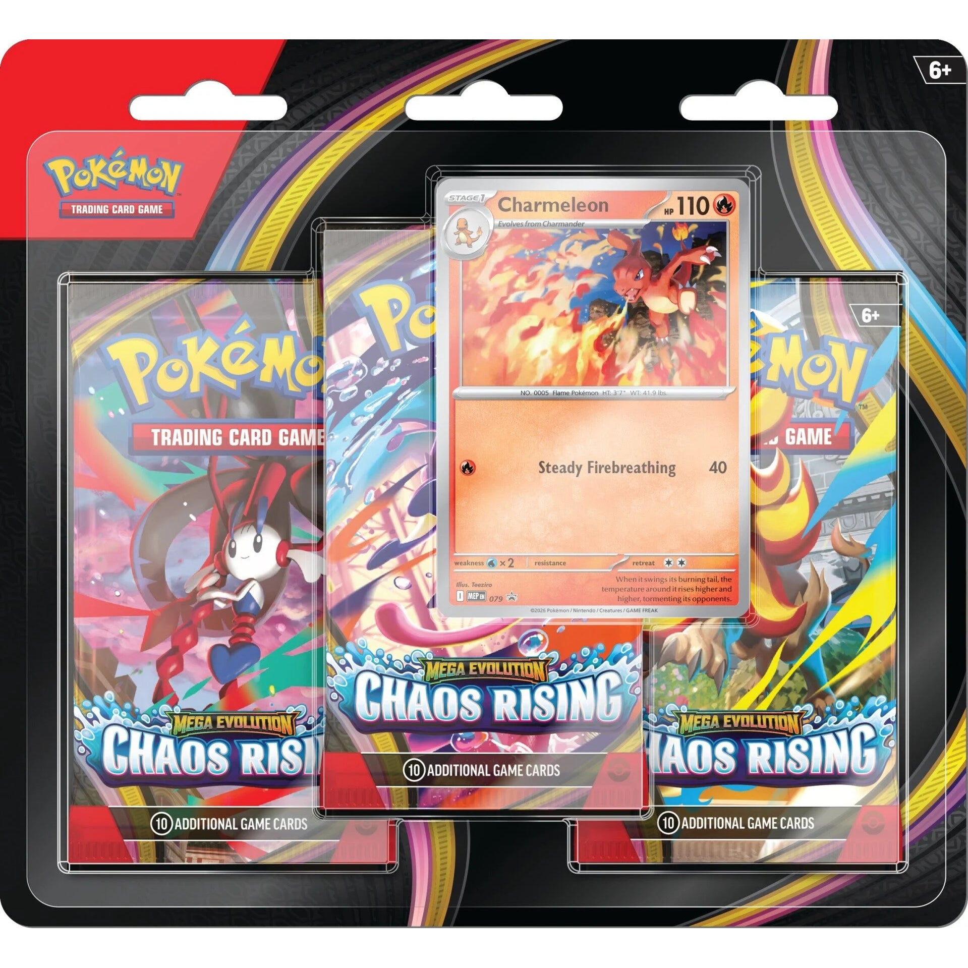 PTCG Sealed Product - Pokémon Chaos Rising 3-Pack-Blister Charmeleon - 