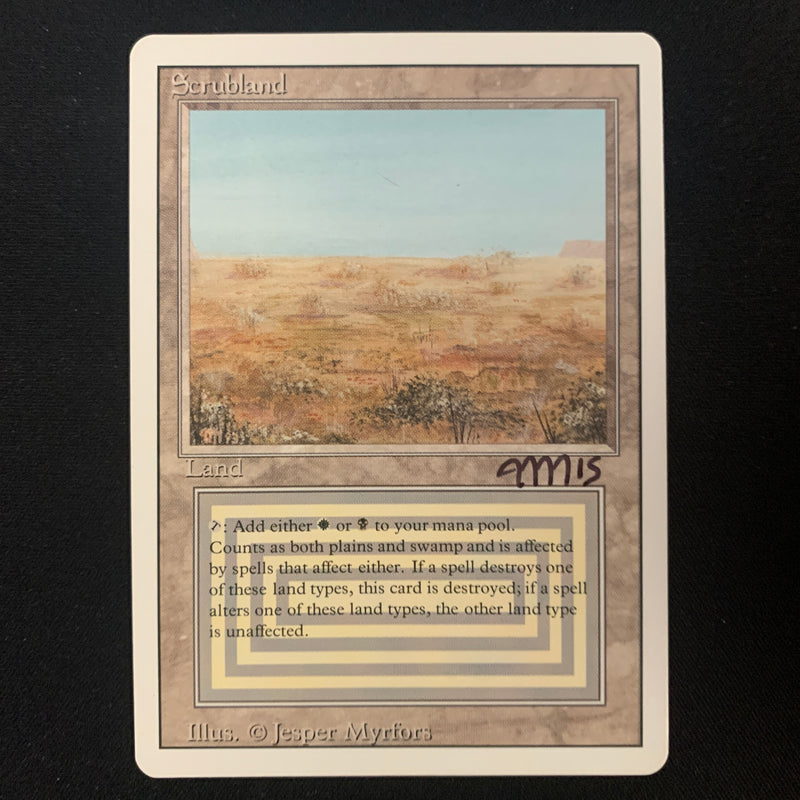 Magic the Gathering Scrubland - Revised EX - SIGNED - 24856