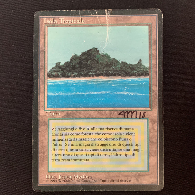 Magic the Gathering Tropical Island - Foreign Black Bordered - Italian PO - INKED, SIGNED - 24886